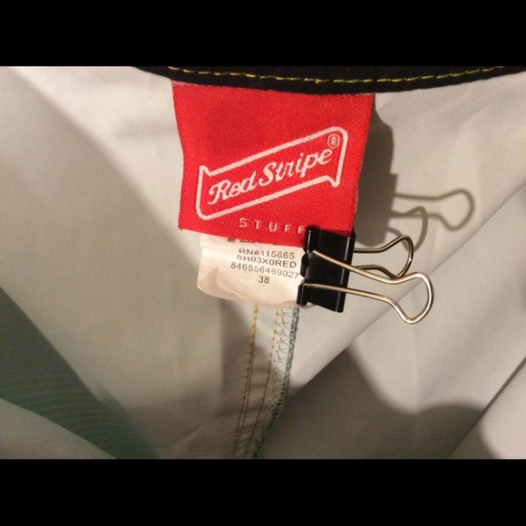 Red Stripe swim trunks. Size 38. - Picture 4 of 5